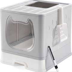 FREE EXPRESS SHIPPING Kitten Cat Litter Tray with Lid, Little Devil Design Front Door Foldable Litter Box for Small Cats & Rabbits