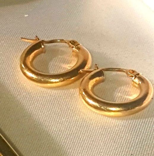 Vintage Hallmarked 9k Gold Chunky Hoop Earrings