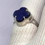 Lapis Lazuli Clover Leaf Ring in Platinum Overlay Sterling Silver 6.18 Ct. Image 9