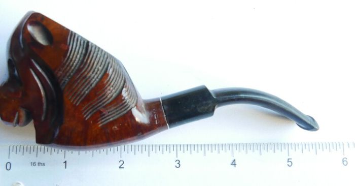 Vintage Real Briar Carved Wood  Smokers Pipe