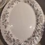 Rare find 15 pieces set Johnson Brothers Ironstone, Pattern 1H1, Vintage Set Of 4 cups and saucers with side plates ,milk jug ,sugar bowl and large oval platter plate Swirl Edge, Platinum Trim Image 7