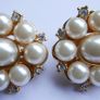 Vintage Large Oval Clip-On Earrings with Faux Pearls & Cut Crystal Image 7