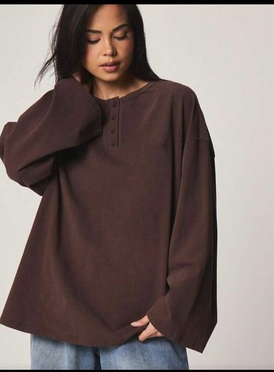 Missguided @ Shein Brown Oversized Long Sleeved  Sweatshirt Size Large UK 14