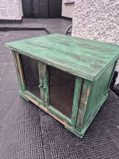 Small Vintage style  2 glass door counter  cabinet
