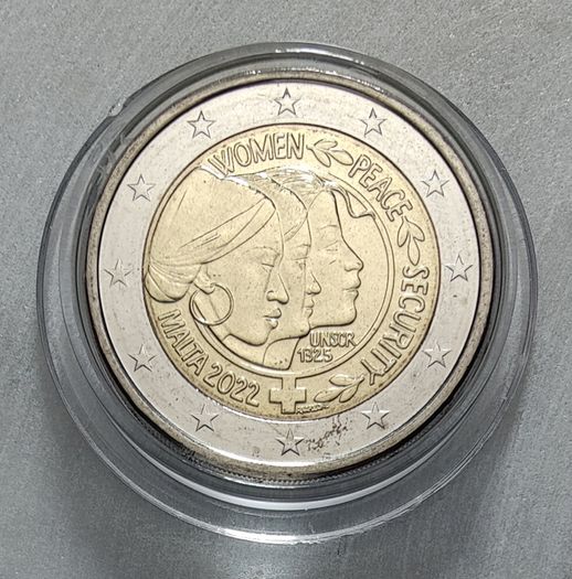 Malta 2 Euro Base Metals Circulated Coin 2022 - United Nations - Women, Peace, and Security