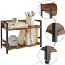 2-Tier Spice Rack Industrial Counter Shelf Desktop Storage Organizer Standing Seasoning Rack for Countertop Kitchen Office Living Room Desktop Rustic Brown Image 4