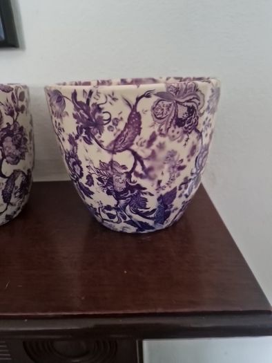 blue / white plantpots