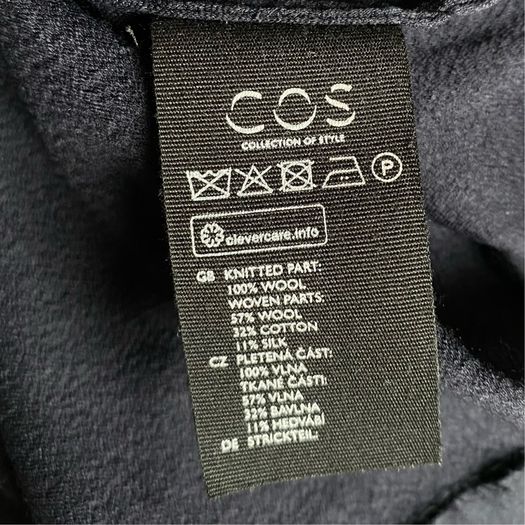 COS Navy 100% Wool Silk Blend Knit Top Medium
