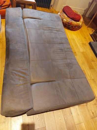 Sofa-bed, light brown, suede feel