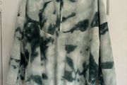 Dunnes Stores marble tie dye fleece quarter zip green size M