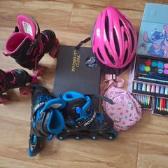 Free Harry Potter invisible cloak, roller skates, roller blades, helmet, stitch art set, unicorn bag,all to go together
