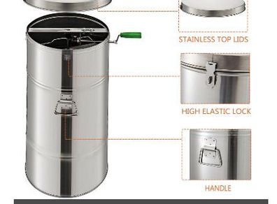 Portable Manual 2 Frame Stainless Steel Honey Extractor