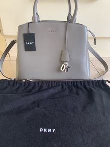 DKNY Taupe Paige Satchel Handbag