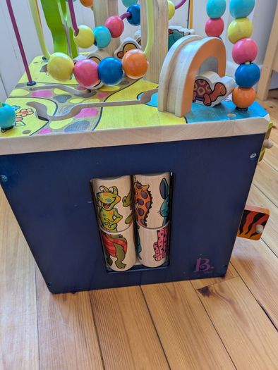 zany zoo wooden activity cube
