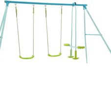 Double Swing Set with Glider | Two Swing Seats & Glide Ride | Steel Frame | 3-10 Years | Suitable for up to 4 Children