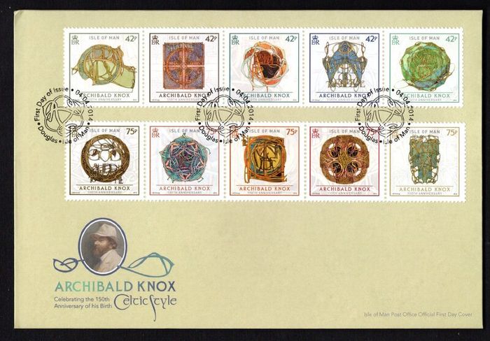 2014 Isle of Man 50th Birth Anniversary of Archibald Know artist and designer Commemorative Stamps First Day Cover (FDC)