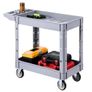 Utility Cart, 250 kg Capacity, 2 Tier Service Cart with 360 Swivel and Fixed Wheels (2 with Brakes), Heavy Duty Plastic Rolling with Storage Tray, Tool Storage for Garage Warehouse Workshop Image 8