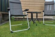 Set of x2 Garden Chairs and x2 Small Glass Top Tables