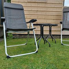 Set of x2 Garden Chairs and x2 Small Glass Top Tables