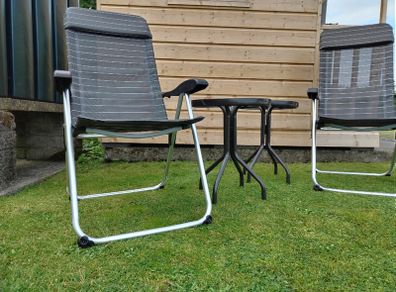 Set of x2 Garden Chairs and x2 Small Glass Top Tables