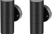 Outdoor Wall Lights, Up Down Mains Powered Lighting, Black Stainless Steel IP44 Waterproof, Exterior Wall Sconce for Indoor, Front Door, Patio, Hallway, Porch, Garden, Garage, Post - 2 Pack