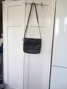 Fossil Black Tan Trimmed Cross Body Bag