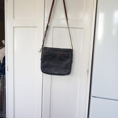 Fossil Black Tan Trimmed Cross Body Bag
