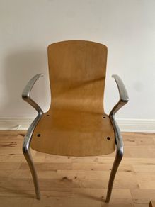 Modern Wooden Chair with Aluminium Armrests