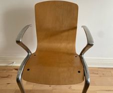 Modern Wooden Chair with Aluminium Armrests