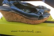 New River Island Low Wedge Silver Sandals