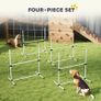 4 Piece Dog Agility Training Equipment for Dog Agility Course with Adjustable Height Jump Bars, Included Carry Bag, & Displacing Top Bar, White Image 5