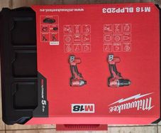 Milwaukee M18BLPP2D3-503P Twin Pack includes a powerful M18 Brushless Combi Drill (M18 BLPD2)