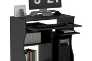 Computer Desk with Casters, Desk with Storage, 80 x 48 x 75 cm, Black