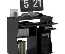 Computer Desk with Casters, Desk with Storage, 80 x 48 x 75 cm, Black