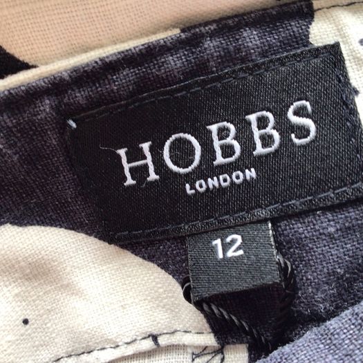 Hobbs Navy Blue & White Full  Linen Skirt Uk 12 including postage