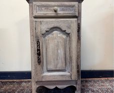 1900s French Bleached & Whitewashed Oak Bedside Table