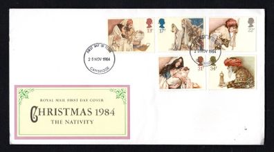 1984 Great Britain Christmas (note unaddressed) First Day Cover (FDC) with Cambridge cancel