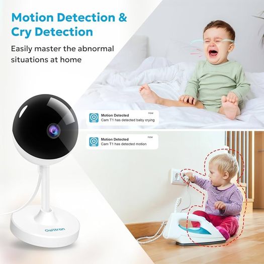 2K Indoor Camera,Owltron Home Security Camera for Baby & Elder, Pet Camera with Motion Detection, Night Vision, 2-Way Talk WiFi Camera, Baby Monitor Works with APP & Alexa- 2 Pack