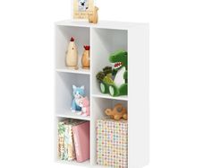 5-Cube Bookshelf, Tool Free Assembly Open Shelves Bookcase 9.4 x 19.7 x 31.5, for Living Room, Bedroom, Home Office, White