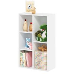 5-Cube Bookshelf, Tool Free Assembly Open Shelves Bookcase 9.4 x 19.7 x 31.5, for Living Room, Bedroom, Home Office, White