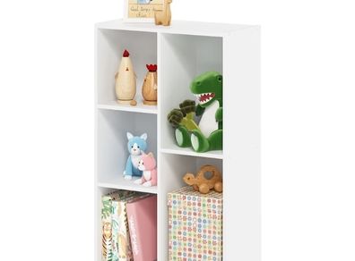 5-Cube Bookshelf, Tool Free Assembly Open Shelves Bookcase 9.4 x 19.7 x 31.5, for Living Room, Bedroom, Home Office, White