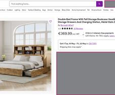 Industrial Double Bed Frame with Storage & Charging Station (Wayfair)