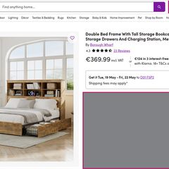 Industrial Double Bed Frame with Storage & Charging Station (Wayfair)