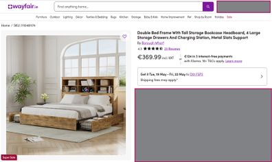 Industrial Double Bed Frame with Storage & Charging Station (Wayfair)