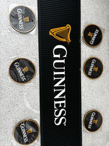 guinness rubber bar runner and coasters