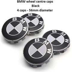 BMW Center Caps Set 56mm Car Wheel Centre Caps Hub Emblem - Black White. Set of 4 pieces