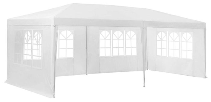 3 x 6 m Party Garden Waterproof Marque Gazebo Tent Marquee with 6 Sides Panels, White