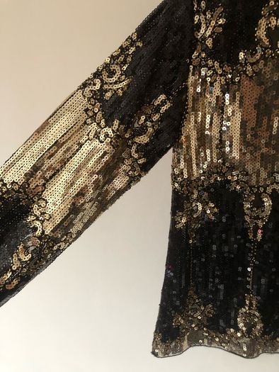 BNWT Savida black gold sequin blouse size small
