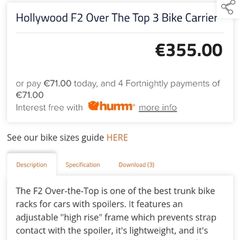 Hollywood F2 Over The Top 3 Bike Carrier