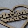 Custom Personalised Mr & Mr Wedding Gift CakeTopper Wooden Heart With Names Laser Cut Image 2